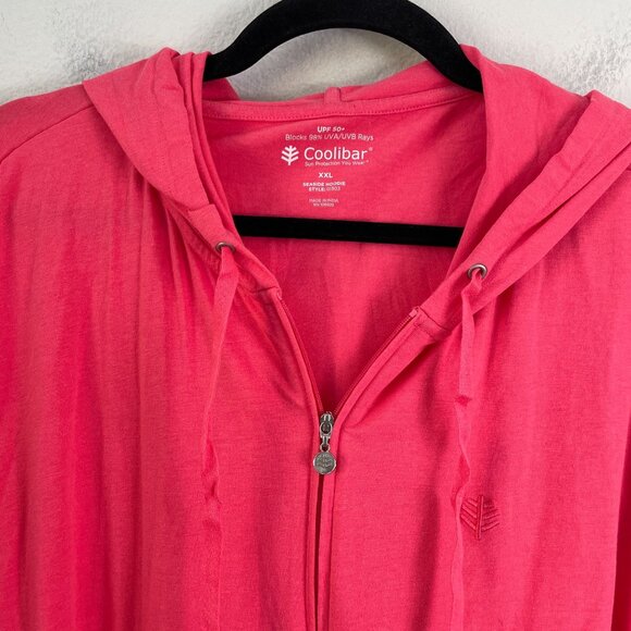 Coolibar Womens Plus XXL UPF 50+ Seaside Zip Hoodie Sun Protection Pink Jacket - Picture 2 of 8